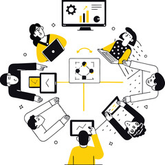 Creative Brainstorming, Innovative Thinking: Modern Flat Vector Illustrations for Teamwork, and Business Strategy
