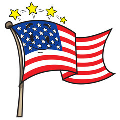 Flag America Cartoon Cute Vector