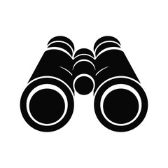 Black and White Binoculars Silhouette on White Background