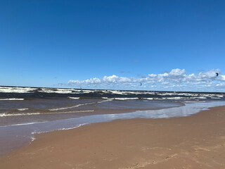 Panoramic sea view, deep blue waters of Gulf of Finland 