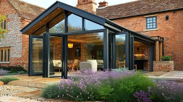 Modern Glass Extension on Beautiful Brick House
