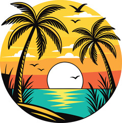 Palm Tree on the Beach Vector