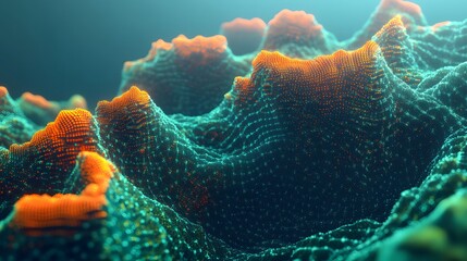 Abstract illustration of a textured landscape.