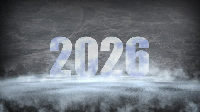 2026 letters frozen on ice