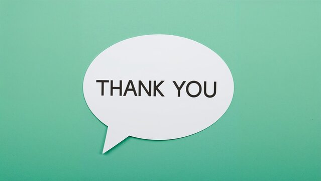 Thank you message in white speech bubble