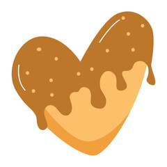 Heart-shaped Cookie with Caramel Drizzle Illustration