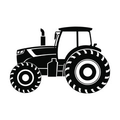 Obraz premium Black and White Tractor Illustration on White Background