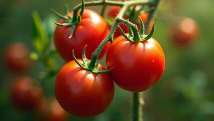 Fresh tomatoes in the greenhouse. Close up. 