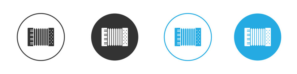 Accordion icon set. Black solid flat doodle graphic design set