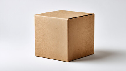 Kraft Cardboard Box Mockup – Isolated on White Background

