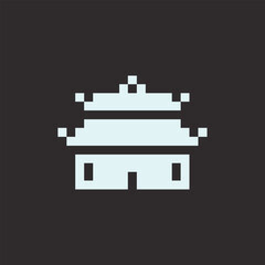 this is chinese architecture icon in pixel art with white color and black background this item good for presentations,stickers, icons, t shirt design,game asset,logo and your project.
