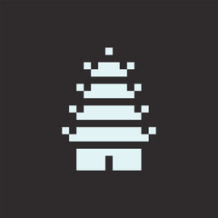 this is chinese architecture icon in pixel art with white color and black background this item good for presentations,stickers, icons, t shirt design,game asset,logo and your project.