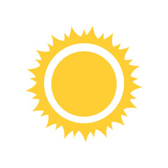Sun icon vector illustration. Sun with ray of light. Yellow and orange circular sun isolated on white background 