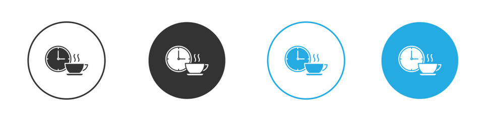 Break icon set. Black solid flat doodle graphic design set