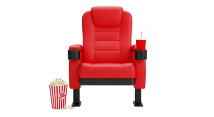 Red Cinema Seat With Popcorn Drink
