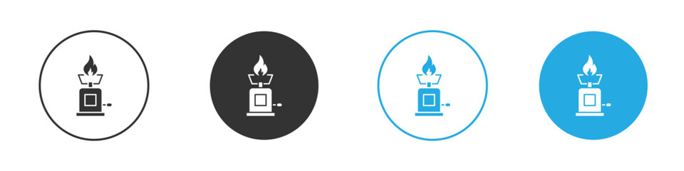 Camping gas icon set. Black solid flat doodle graphic design set