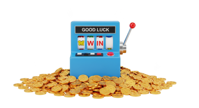 Slot Machine Win 3d Render Of Jackpot