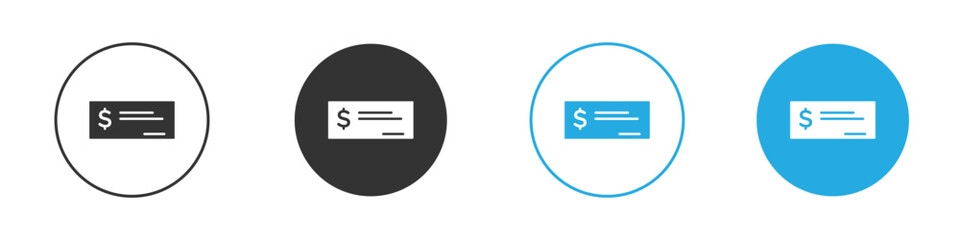 Cheque icon set. Black solid flat doodle graphic design set
