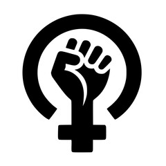 Minimalist Black SVG Silhouette of a Raised Fist for Feminism and Women’s Empowerment Design Themes