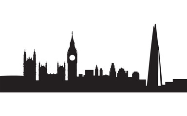 Fototapeta premium Iconic London City Skyline Silhouette with Big Ben and Parliament