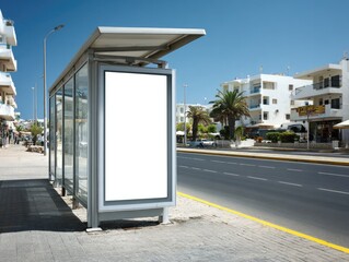 Empty Blank Bus Stop Advertising Space For Future Advertisement Placements