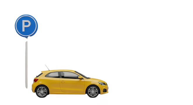 Yellow Car Parked At Parking Spot