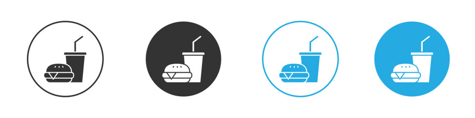 Fast food icon set. Black solid flat doodle graphic design set