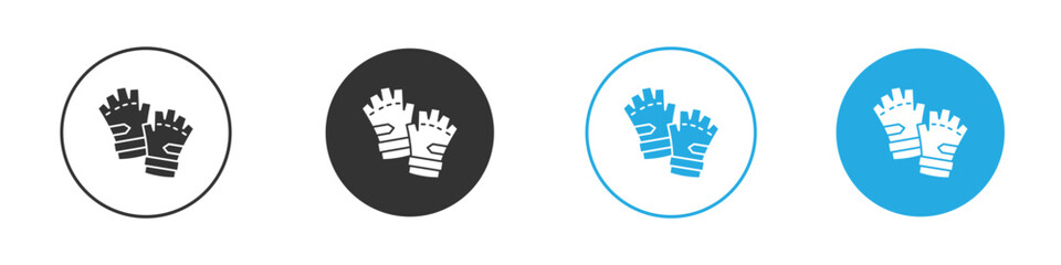 Fitness Gloves icon set. Black solid flat doodle graphic design set