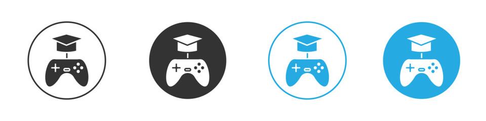 Game based learning icon set. Black solid flat doodle graphic design set