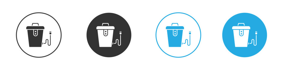 Garbage disposal icon set. Black solid flat doodle graphic design set