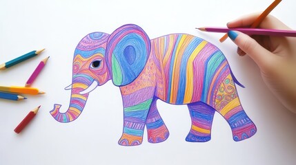 Fototapeta premium Animal art for kids, drawing easy and playful designs, focusing on colorful and simple techniques