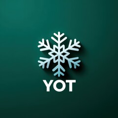 Snowflake design with YOT text on a teal background during winter season