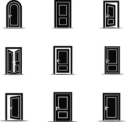 Door Icons Set - Minimalist Vector Collection
