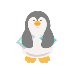 保冷剤を脇にはさむペンギン　熱中症対策　イラスト