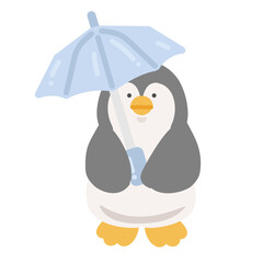 日傘を持つペンギン　熱中症対策　イラスト