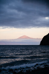 View of Teide Peak Across the Ocean From La Gomera in the Canary Islands at Twilight