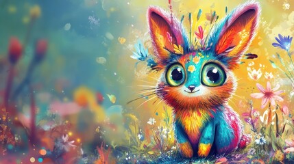 Naklejka premium Beginner-friendly digital art for kids, featuring vibrant designs, cheerful and engaging themes, safe tools