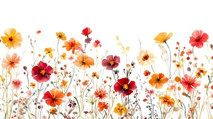 Colorful floral border design featuring various wildflowers.