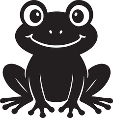 Cute Frog Cartoon Character Vector Illustration Sitting Happy on White Background