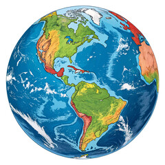 Cartoon planet Earth for Earth Day isolated on transparent background  
