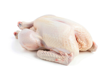 Fresh Whole Chicken Meat Isolated Image on White Background