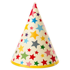 Festive party hat with stars isolated on transparent background  
