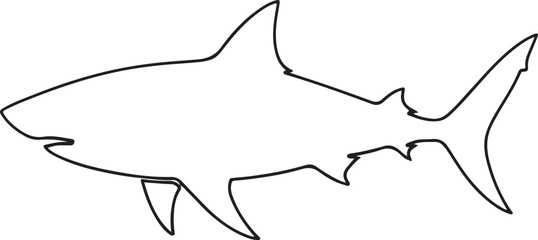 Fototapeta premium Swimming Shark Line Drawing Dynamic Sea Creature Vector Art on White