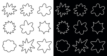 Dual Illumination and Comparative Analysis of Light and Dark Shapes. Hand drawn vector illustrations.