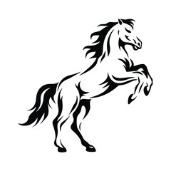 Running wild mustang stallion vector silhouette illustration