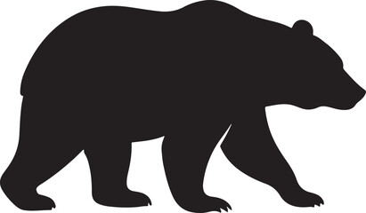 Majestic Bear Silhouette Standing in Wilderness on White
