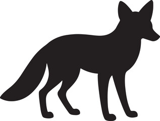 Elegant Fox Silhouette Illustration Calm Pose on White