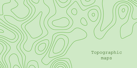 Detailed topographic map design highlighting contour lines on a light green background with a modern aesthetic