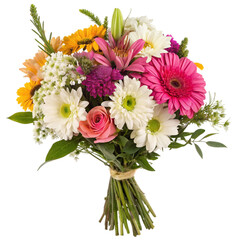 Bouquet of flowers isolated on transparent background  
