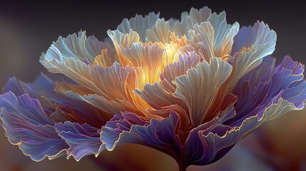 Neon-bloom digital flora: Holographic petals in amethyst-magenta gradients with laser-etched luminosity, floating in cosmic void for generative art platforms or phygital fashion exhibitions.